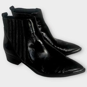 MARC Fisher Yommi Ankle Boots Black Patent Leather 6.5 Girls Night Out